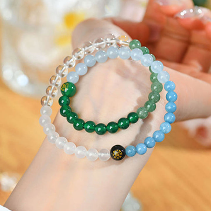 Buddha Stones Cinque Elementi Vari Cristallo Agata Quarzo Fragola Bracciale della Saggezza