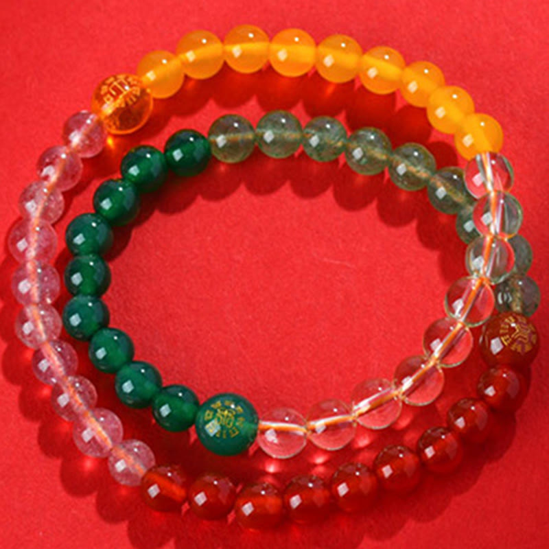 Buddha Stones Cinque Elementi Vari Cristallo Agata Quarzo Fragola Bracciale della Saggezza