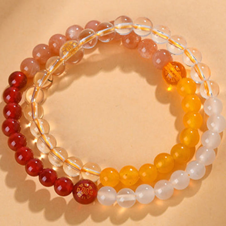 Buddha Stones Cinque Elementi Vari Cristallo Agata Quarzo Fragola Bracciale della Saggezza