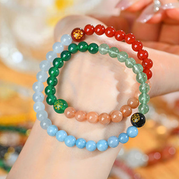 Buddha Stones Cinque Elementi Vari Cristallo Agata Quarzo Fragola Bracciale della Saggezza