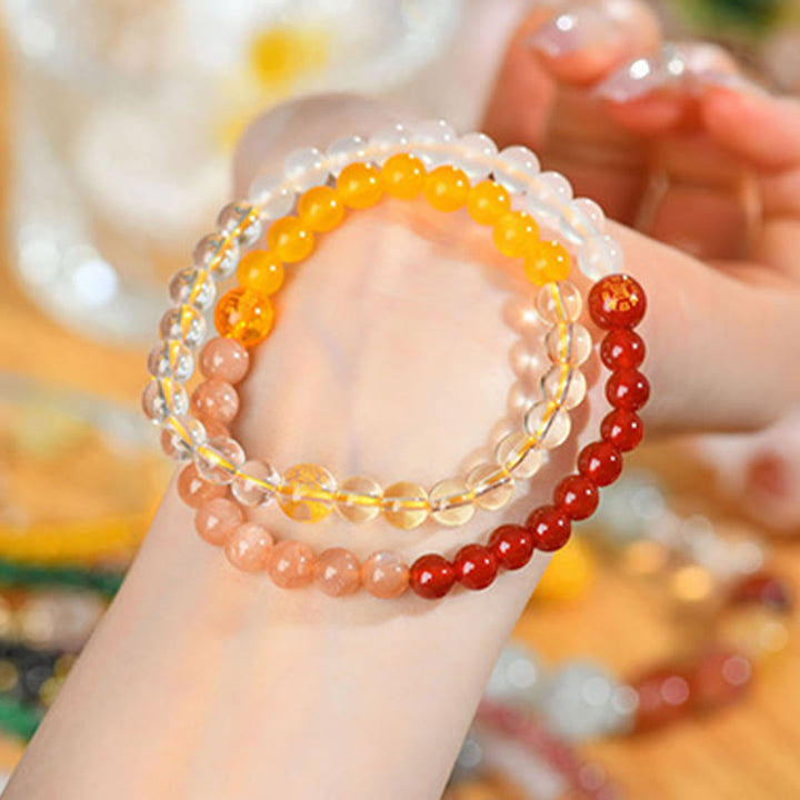 Buddha Stones Cinque Elementi Vari Cristallo Agata Quarzo Fragola Bracciale della Saggezza
