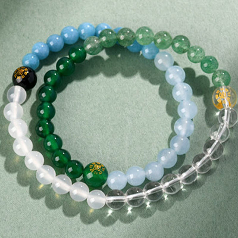 Buddha Stones Cinque Elementi Vari Cristallo Agata Quarzo Fragola Bracciale della Saggezza