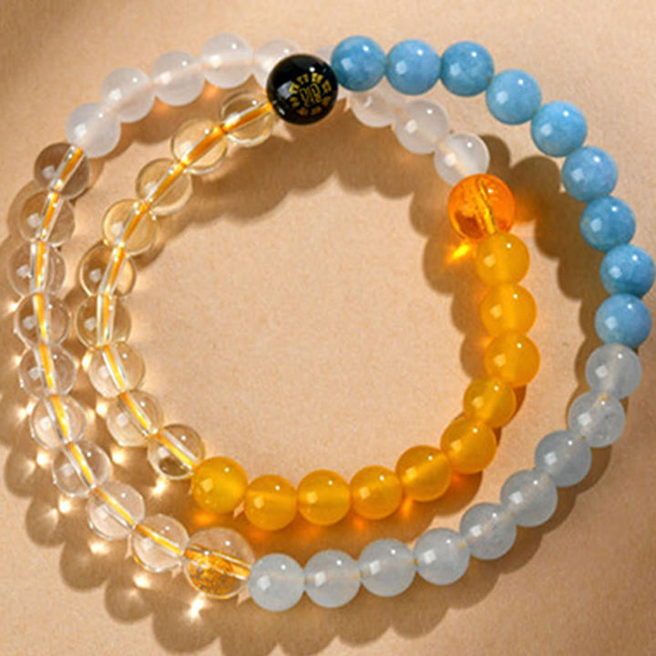 Buddha Stones Cinque Elementi Vari Cristallo Agata Quarzo Fragola Bracciale della Saggezza