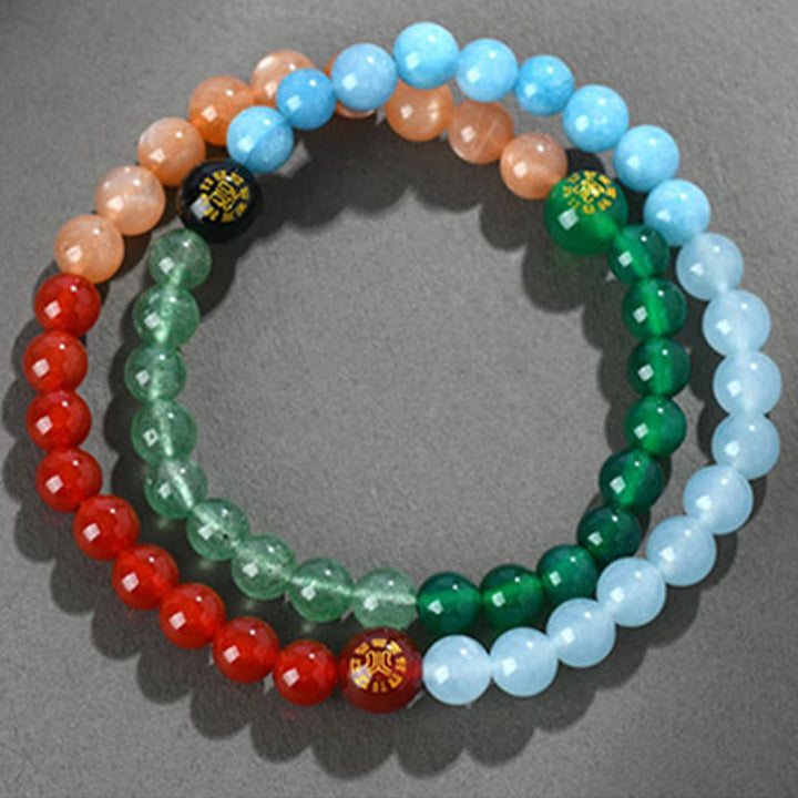 Buddha Stones Cinque Elementi Vari Cristallo Agata Quarzo Fragola Bracciale della Saggezza