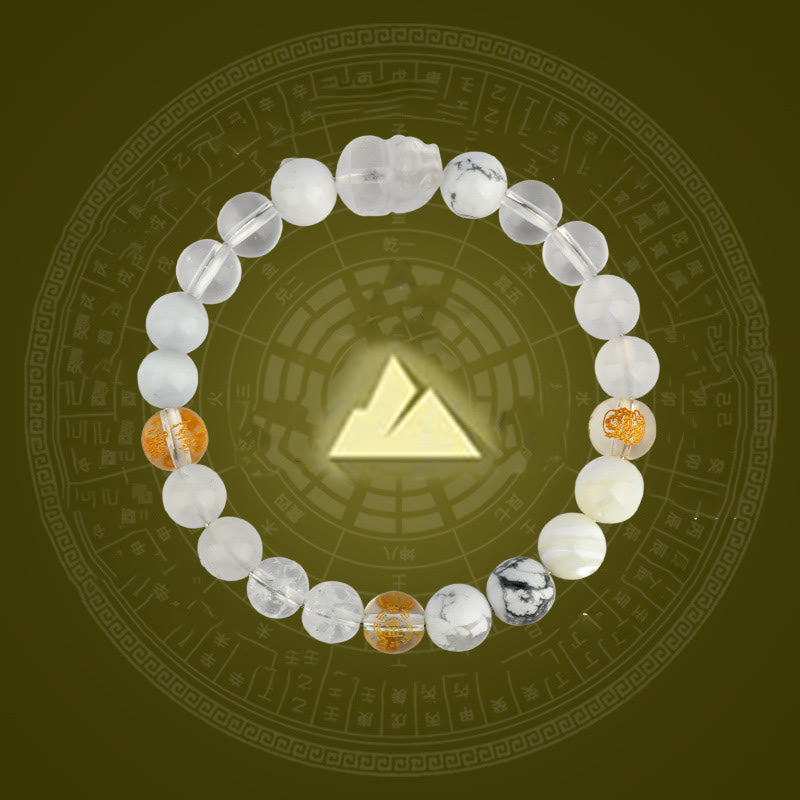 Buddha Stones Cinque Elementi Vari Cristallo Agata Pixiu Bracciale Ricchezza