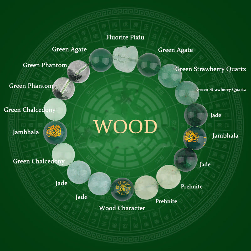 Buddha Stones Cinque Elementi Vari Cristallo Agata Pixiu Bracciale Ricchezza - Legno (circonferenza del polso: 14-16 cm) - 12 millimetri - image 9