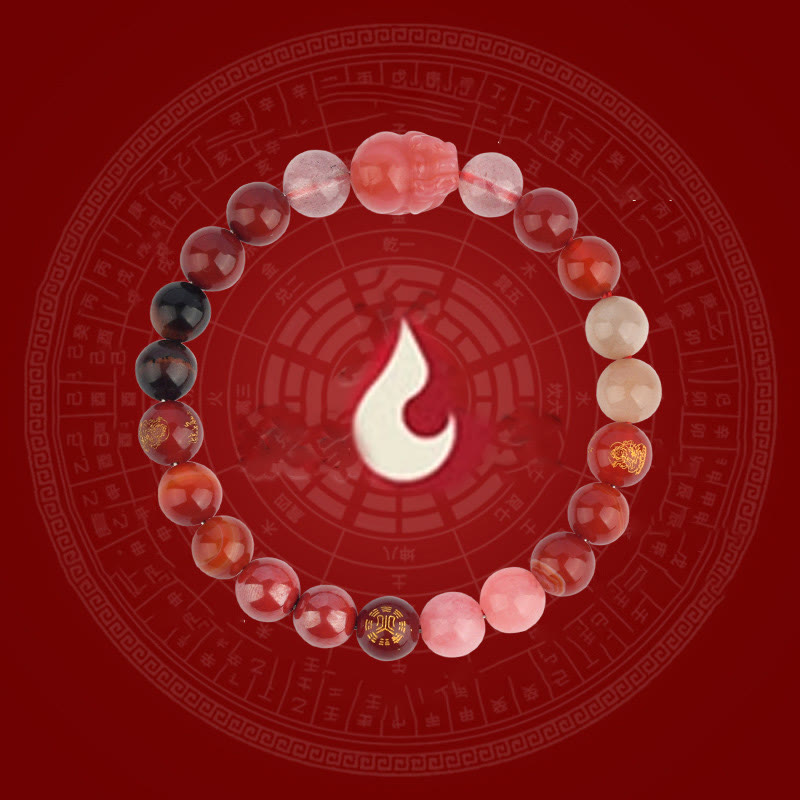 Buddha Stones Cinque Elementi Vari Cristallo Agata Pixiu Bracciale Ricchezza