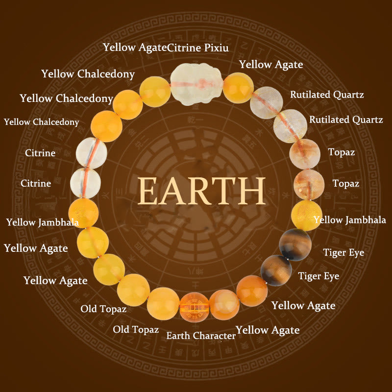 Buddha Stones Cinque Elementi Vari Cristallo Agata Pixiu Bracciale Ricchezza - Terra (circonferenza del polso: 14-16 cm) - 8 millimetri - image 25