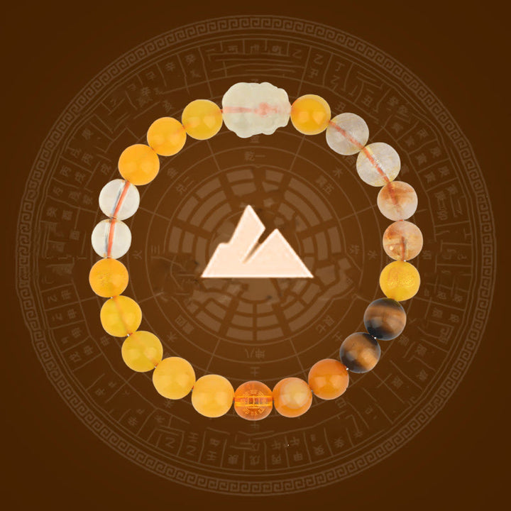Buddha Stones Cinque Elementi Vari Cristallo Agata Pixiu Bracciale Ricchezza