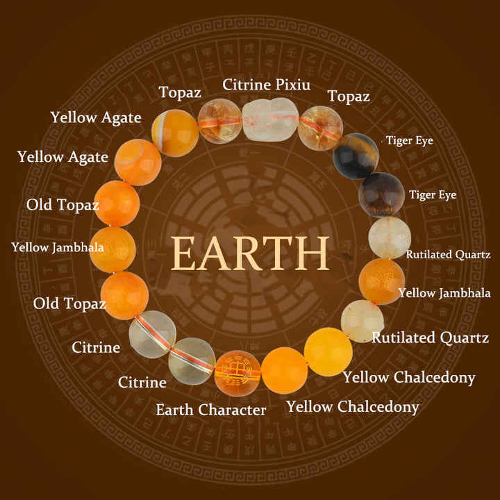 Buddha Stones Cinque Elementi Vari Cristallo Agata Pixiu Bracciale Ricchezza - Terra (circonferenza del polso: 14-16 cm) - 12 millimetri - image 27