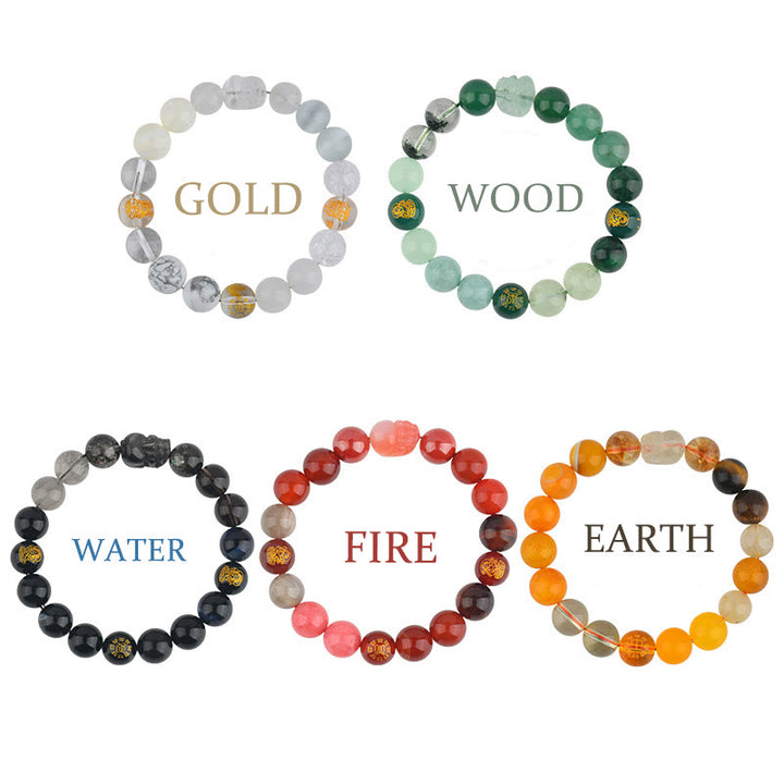 Buddha Stones Cinque Elementi Vari Cristallo Agata Pixiu Bracciale Ricchezza