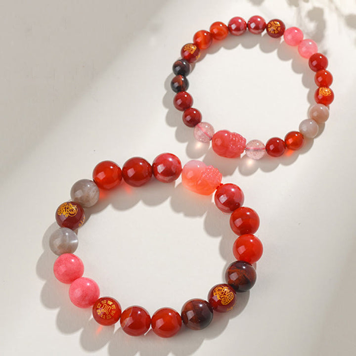 Buddha Stones Cinque Elementi Vari Cristallo Agata Pixiu Bracciale Ricchezza