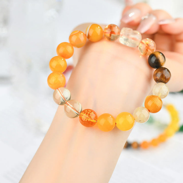 Buddha Stones Cinque Elementi Vari Cristallo Agata Pixiu Bracciale Ricchezza