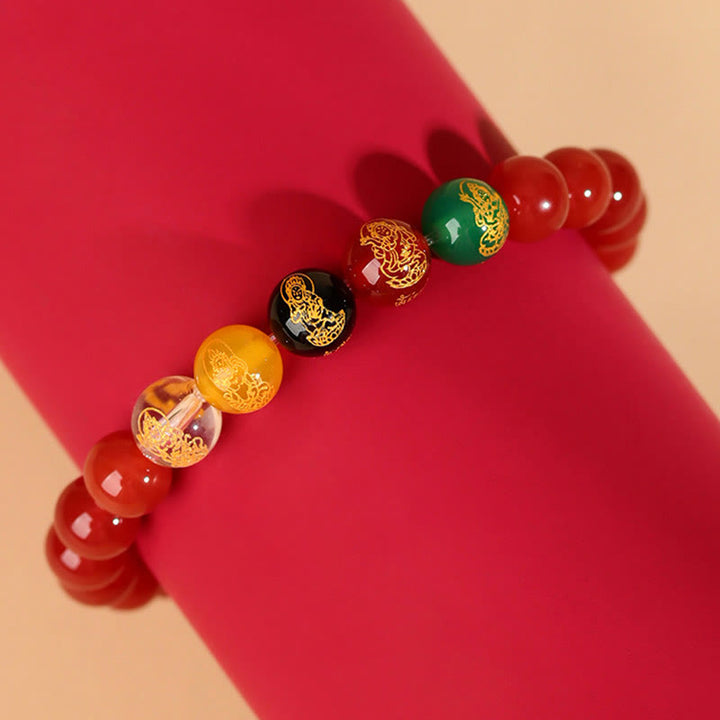 Buddha Stones Cinque Elementi Vari Braccialetto della Fortuna Jambhala di Agata - image 15