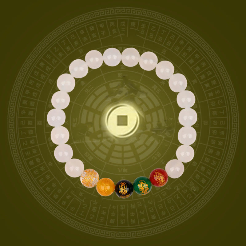 Buddha Stones Cinque Elementi Vari Braccialetto della Fortuna Jambhala di Agata - image 1