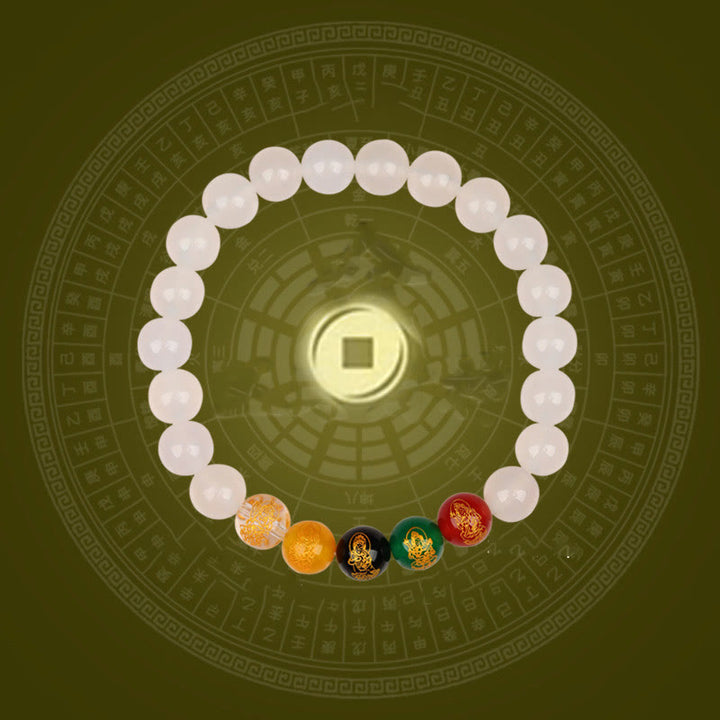 Buddha Stones Cinque Elementi Vari Braccialetto della Fortuna Jambhala di Agata - image 1