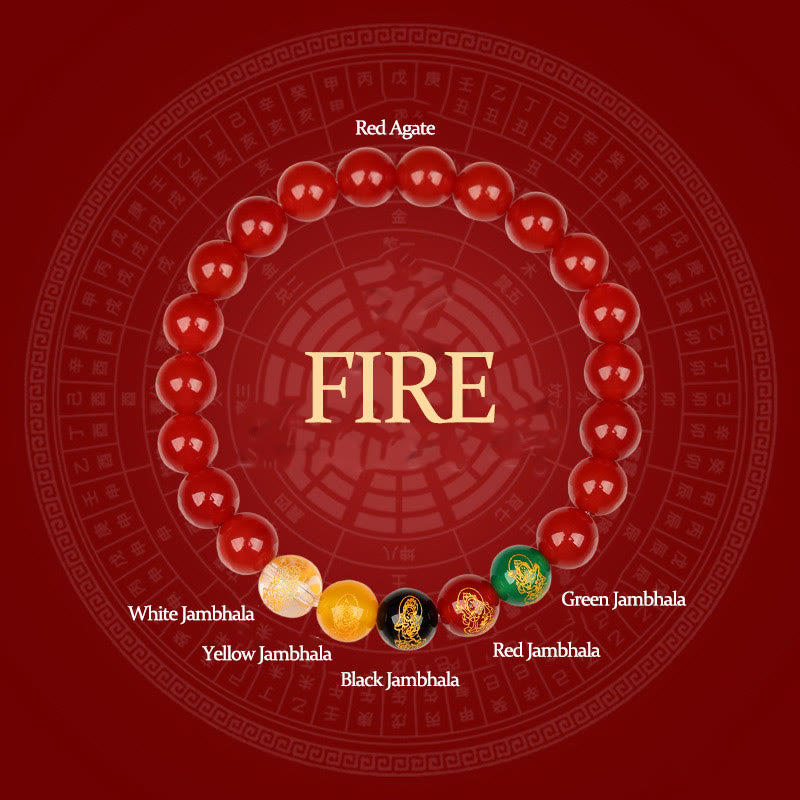 Buddha Stones Cinque Elementi Vari Braccialetto della Fortuna Jambhala di Agata - Fuoco (circonferenza del polso: 14-16 cm) - image 13