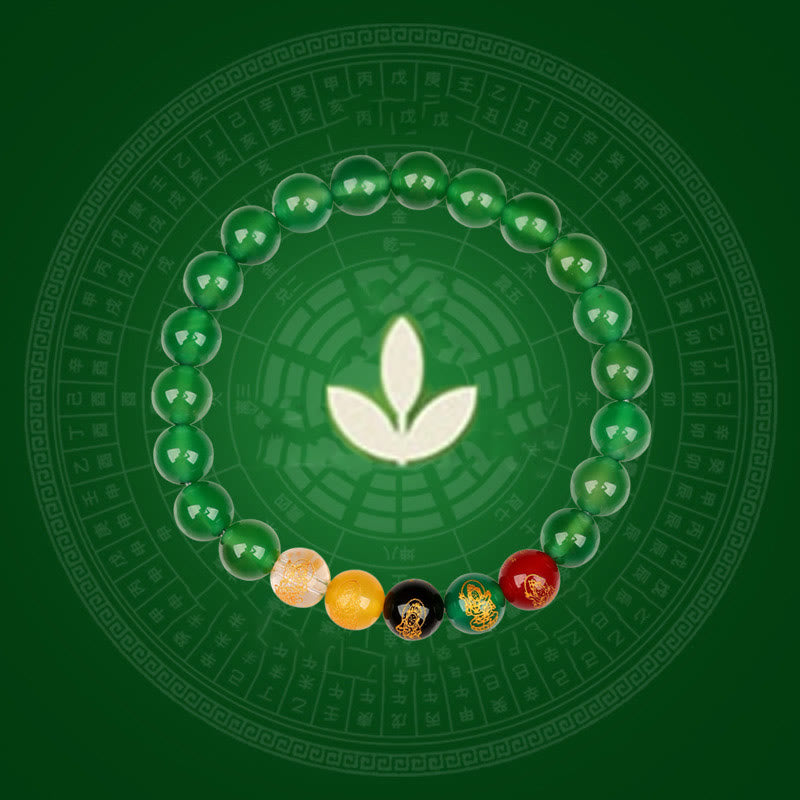 Buddha Stones Cinque Elementi Vari Braccialetto della Fortuna Jambhala di Agata - image 6