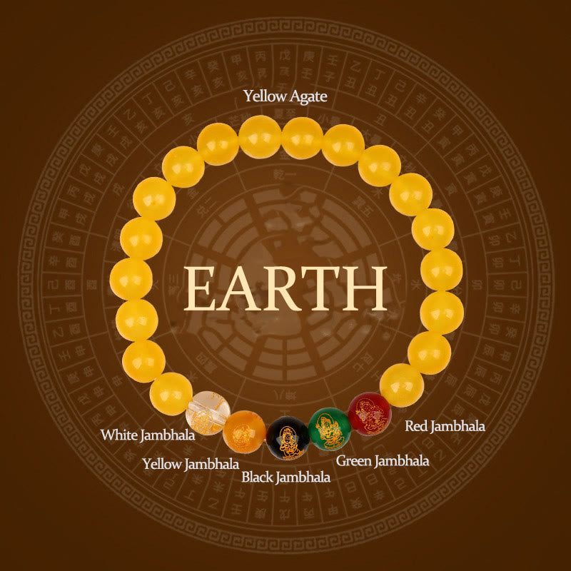 Buddha Stones Cinque Elementi Vari Braccialetto della Fortuna Jambhala di Agata - Terra (circonferenza del polso: 14-16 cm) - image 23