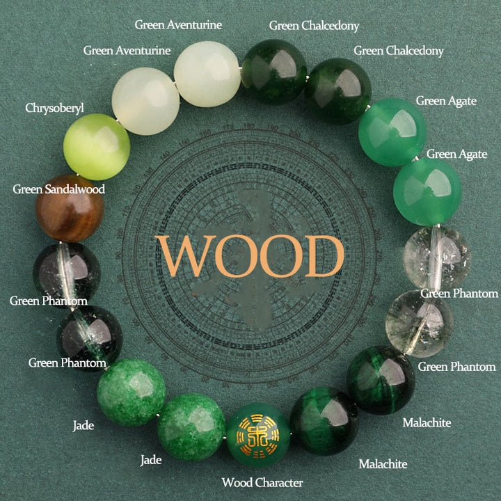 Bracciale Buddha Stones Five Elements Vari Agata Equilibrio Fortuna - Legno (circonferenza del polso: 14-16 cm) - 12 millimetri - image 12