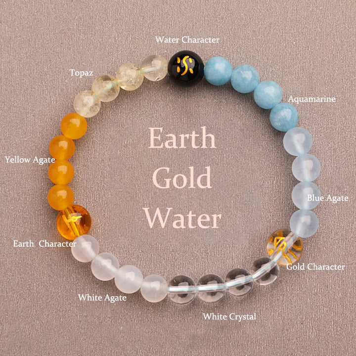 Buddha Stones Cinque Elementi Vari Agata Cristallo Pietra del Sole Bracciale della Saggezza