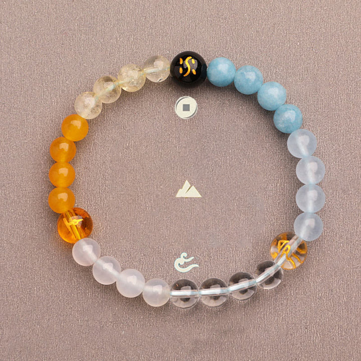 Buddha Stones Cinque Elementi Vari Agata Cristallo Pietra del Sole Bracciale della Saggezza