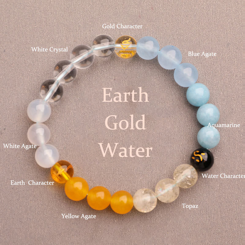Buddha Stones Cinque Elementi Vari Agata Cristallo Pietra del Sole Bracciale della Saggezza
