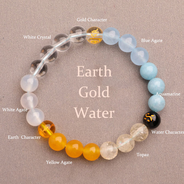 Buddha Stones Cinque Elementi Vari Agata Cristallo Pietra del Sole Bracciale della Saggezza