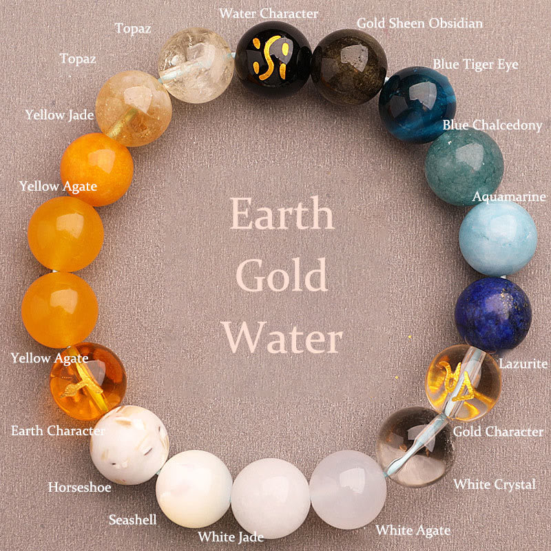 Buddha Stones Cinque Elementi Vari Agata Cristallo Pietra del Sole Bracciale della Saggezza