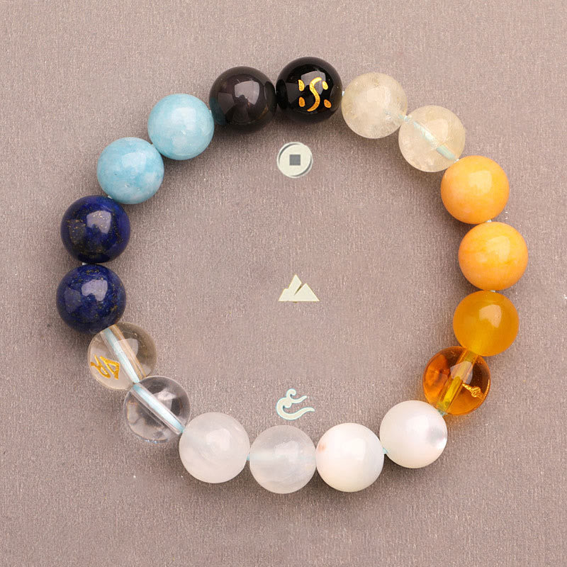 Buddha Stones Cinque Elementi Vari Agata Cristallo Pietra del Sole Bracciale della Saggezza