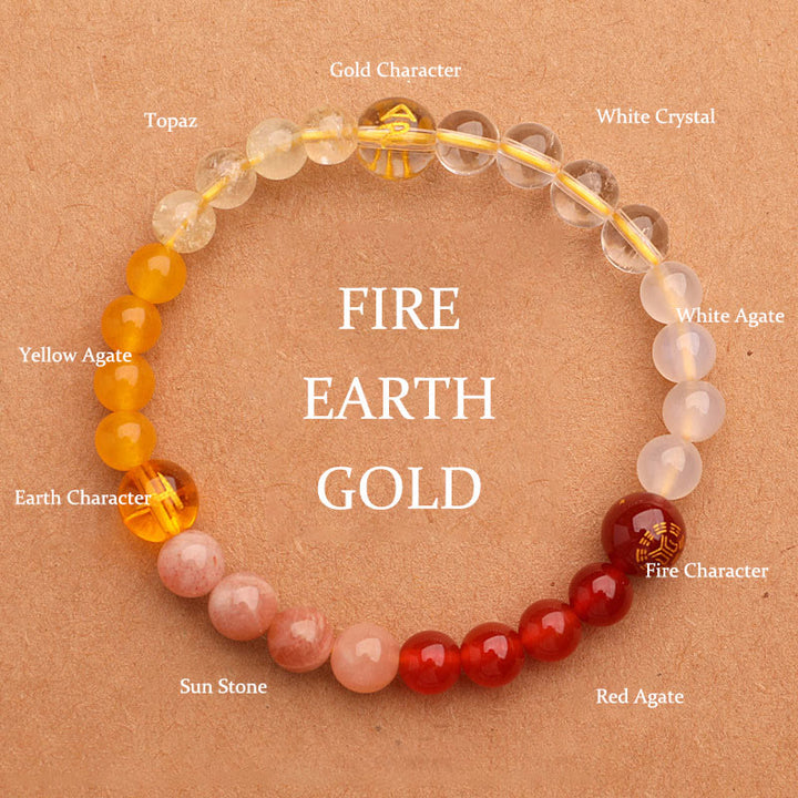 Buddha Stones Cinque Elementi Vari Agata Cristallo Pietra del Sole Bracciale della Saggezza