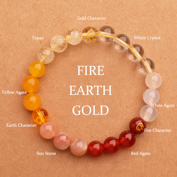 Buddha Stones Cinque Elementi Vari Agata Cristallo Pietra del Sole Bracciale della Saggezza