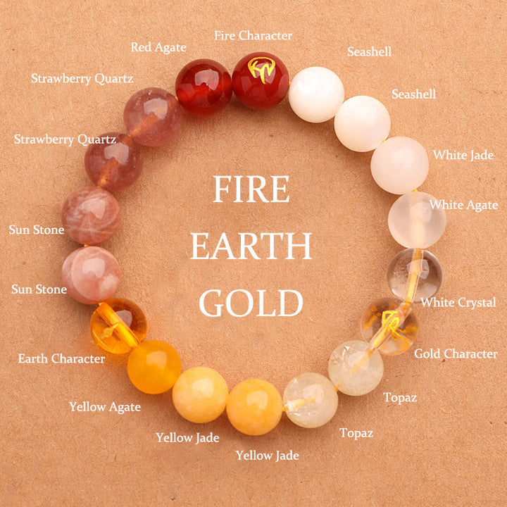 Buddha Stones Cinque Elementi Vari Agata Cristallo Pietra del Sole Bracciale della Saggezza