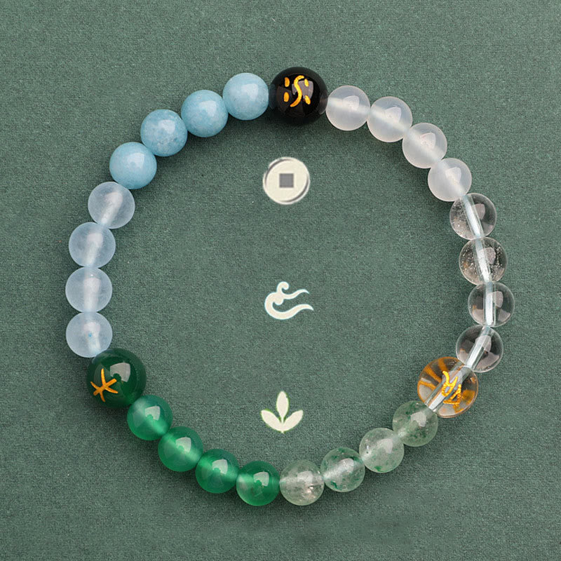 Buddha Stones Cinque Elementi Vari Agata Cristallo Pietra del Sole Bracciale della Saggezza