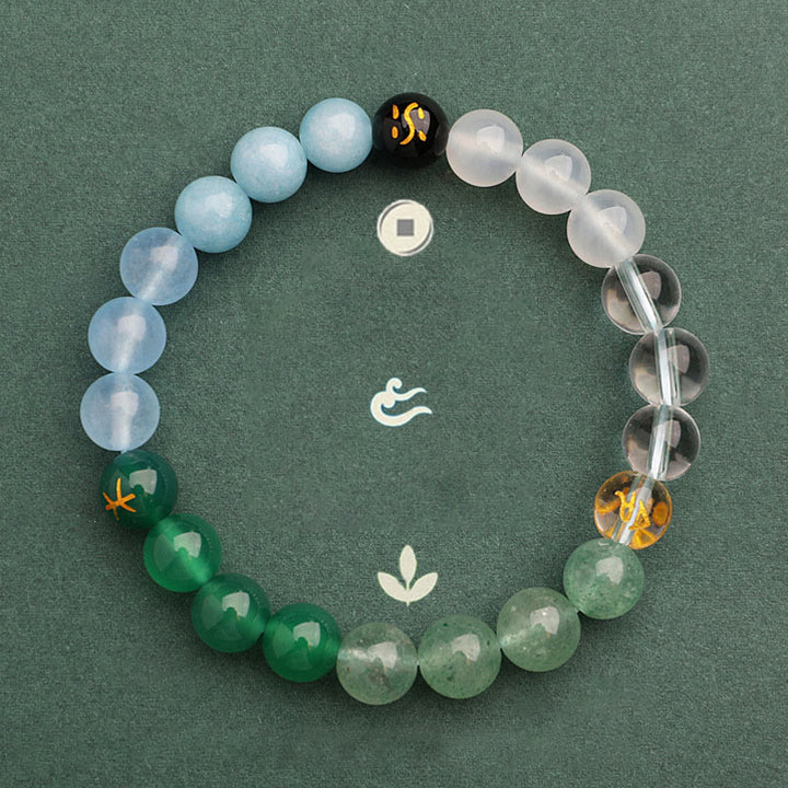Buddha Stones Cinque Elementi Vari Agata Cristallo Pietra del Sole Bracciale della Saggezza