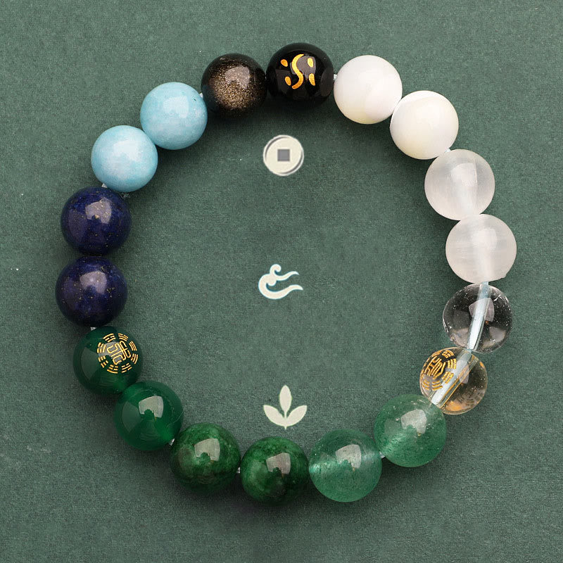 Buddha Stones Cinque Elementi Vari Agata Cristallo Pietra del Sole Bracciale della Saggezza