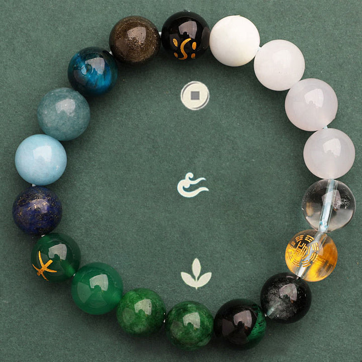 Buddha Stones Cinque Elementi Vari Agata Cristallo Pietra del Sole Bracciale della Saggezza