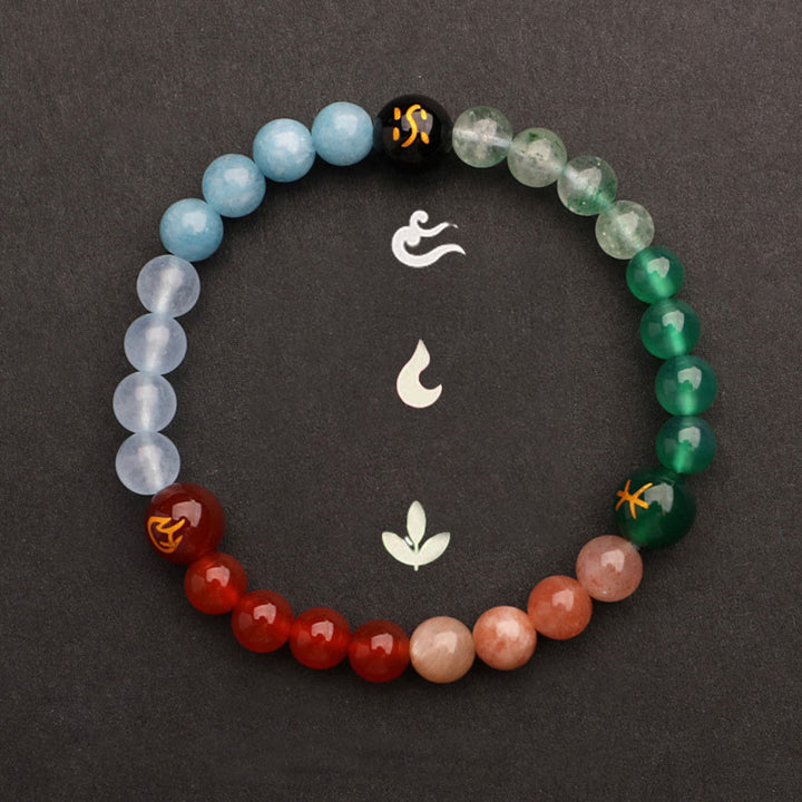 Buddha Stones Cinque Elementi Vari Agata Cristallo Pietra del Sole Bracciale della Saggezza