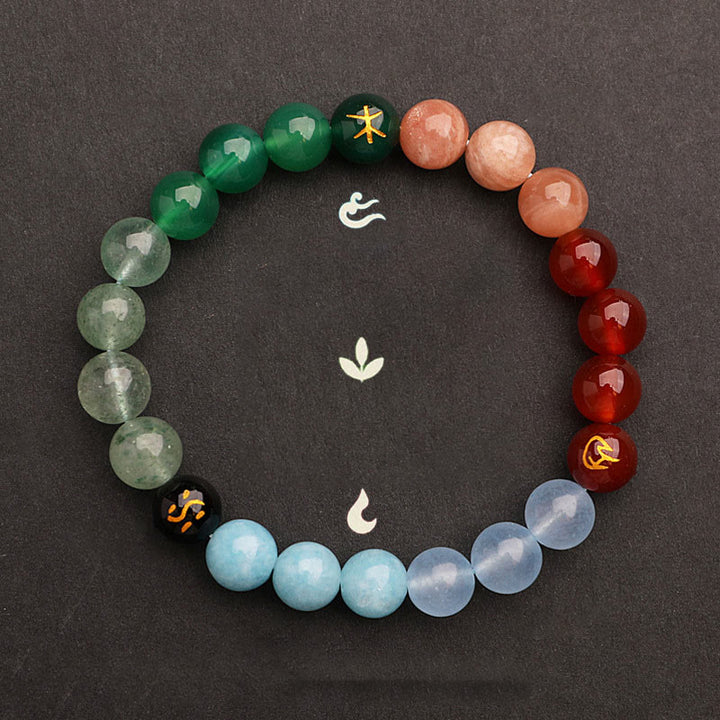 Buddha Stones Cinque Elementi Vari Agata Cristallo Pietra del Sole Bracciale della Saggezza