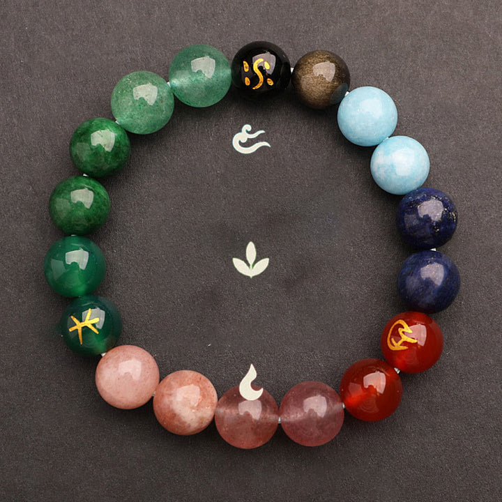 Buddha Stones Cinque Elementi Vari Agata Cristallo Pietra del Sole Bracciale della Saggezza