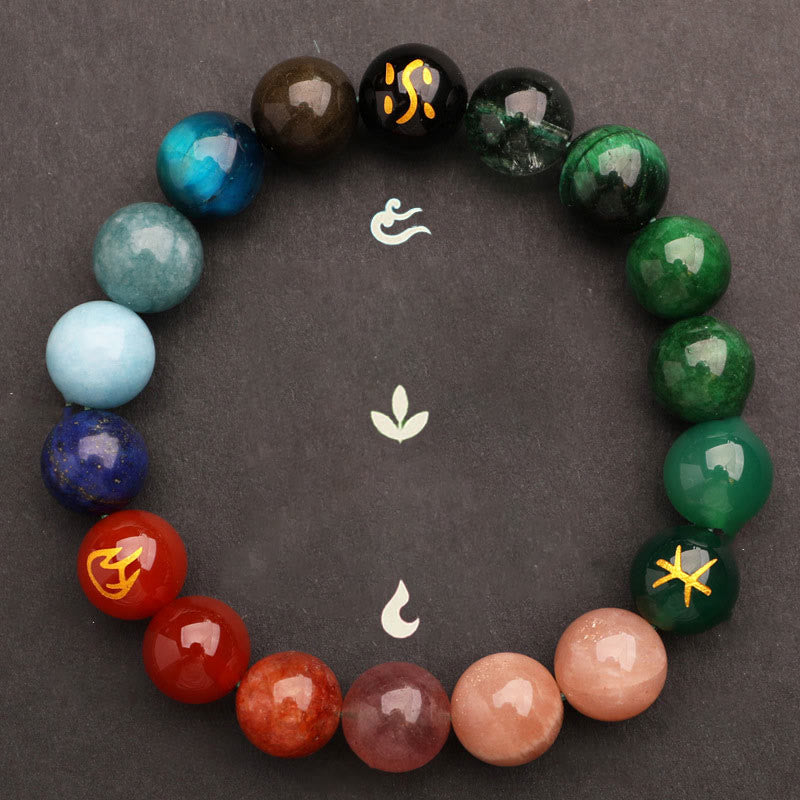 Buddha Stones Cinque Elementi Vari Agata Cristallo Pietra del Sole Bracciale della Saggezza