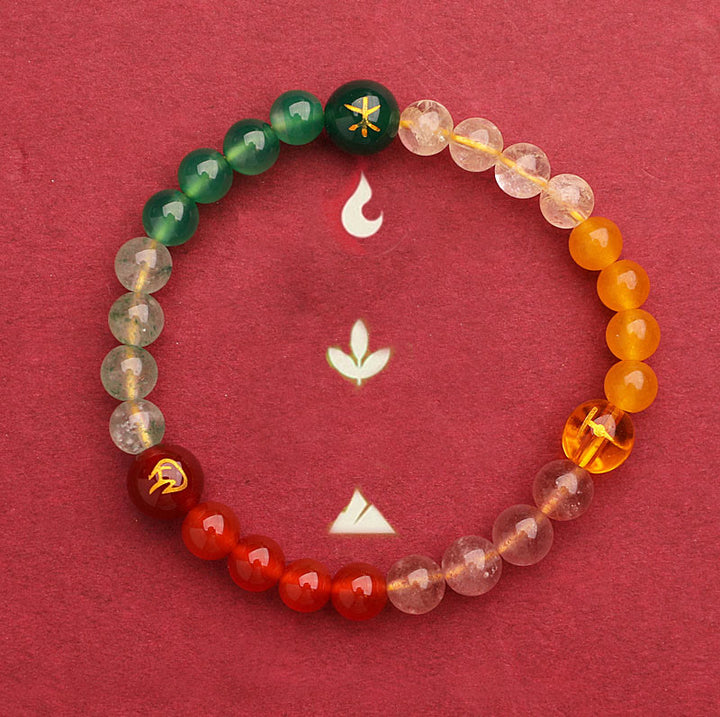 Buddha Stones Cinque Elementi Vari Agata Cristallo Pietra del Sole Bracciale della Saggezza