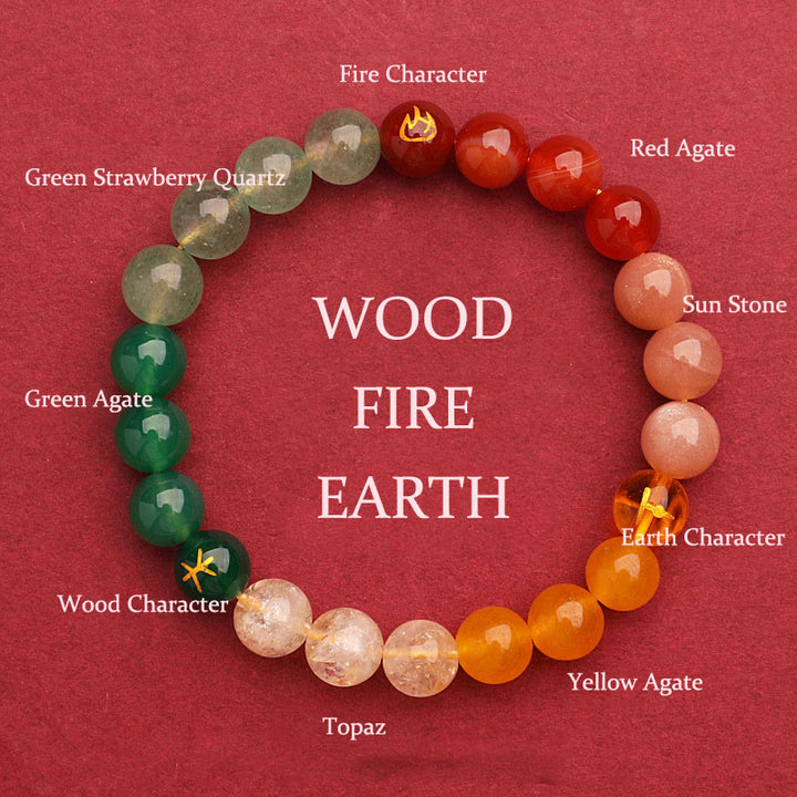 Buddha Stones Cinque Elementi Vari Agata Cristallo Pietra del Sole Bracciale della Saggezza