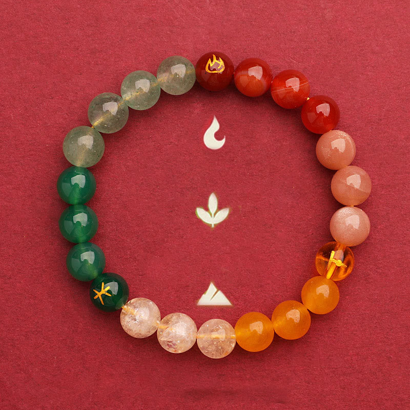 Buddha Stones Cinque Elementi Vari Agata Cristallo Pietra del Sole Bracciale della Saggezza