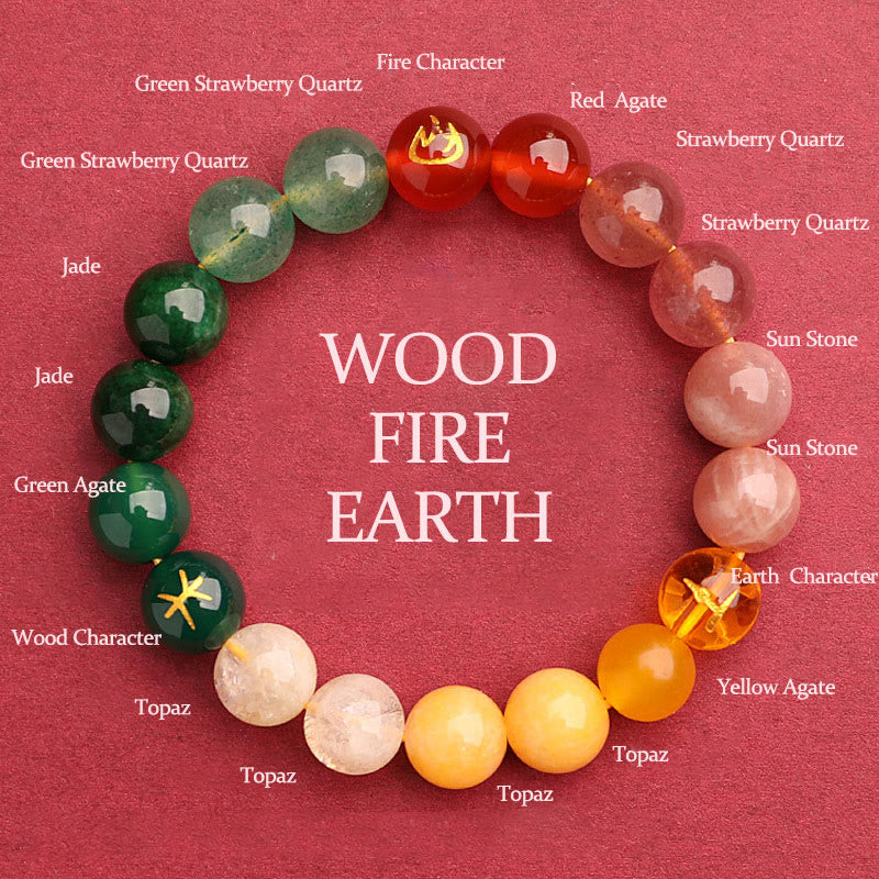 Buddha Stones Cinque Elementi Vari Agata Cristallo Pietra del Sole Bracciale della Saggezza