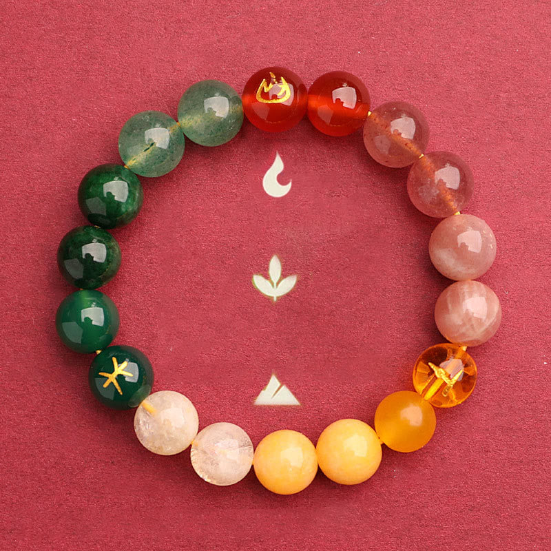 Buddha Stones Cinque Elementi Vari Agata Cristallo Pietra del Sole Bracciale della Saggezza