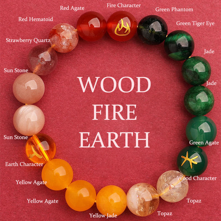 Buddha Stones Cinque Elementi Vari Agata Cristallo Pietra del Sole Bracciale della Saggezza