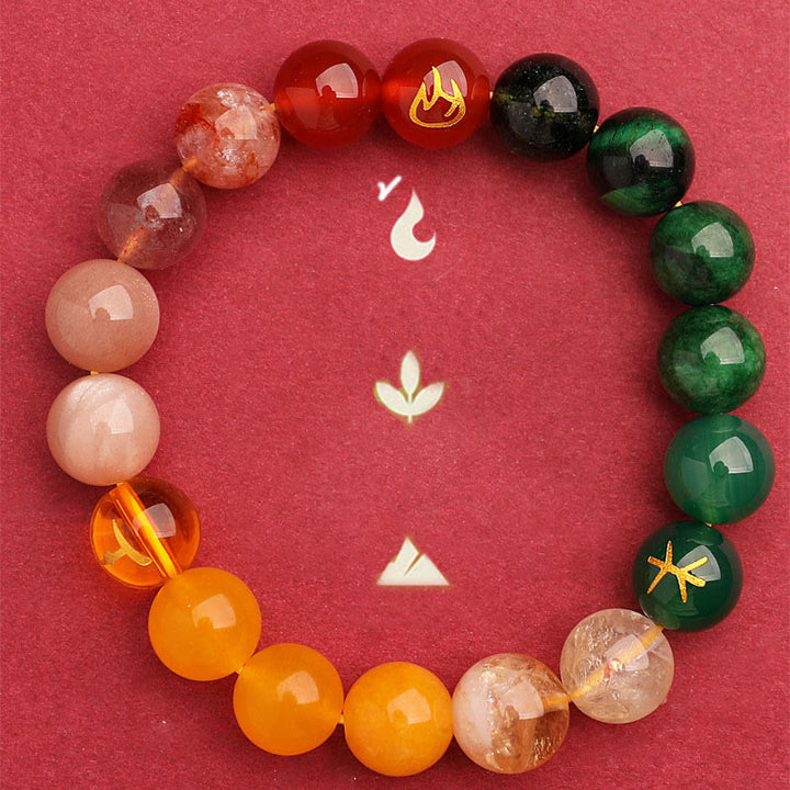 Buddha Stones Cinque Elementi Vari Agata Cristallo Pietra del Sole Bracciale della Saggezza