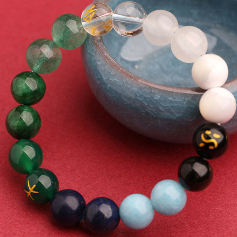 Buddha Stones Cinque Elementi Vari Agata Cristallo Pietra del Sole Bracciale della Saggezza