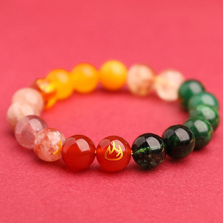 Buddha Stones Cinque Elementi Vari Agata Cristallo Pietra del Sole Bracciale della Saggezza